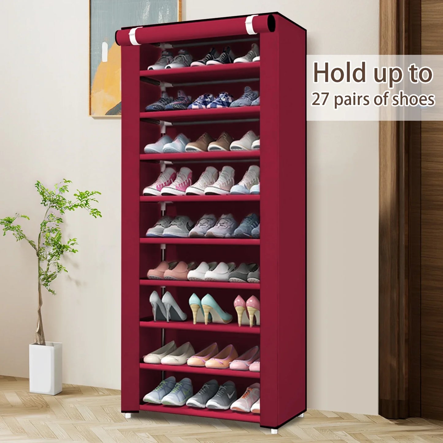 10-Tier Non-Woven Shoes Rack